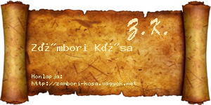 Zámbori Kósa névjegykártya
